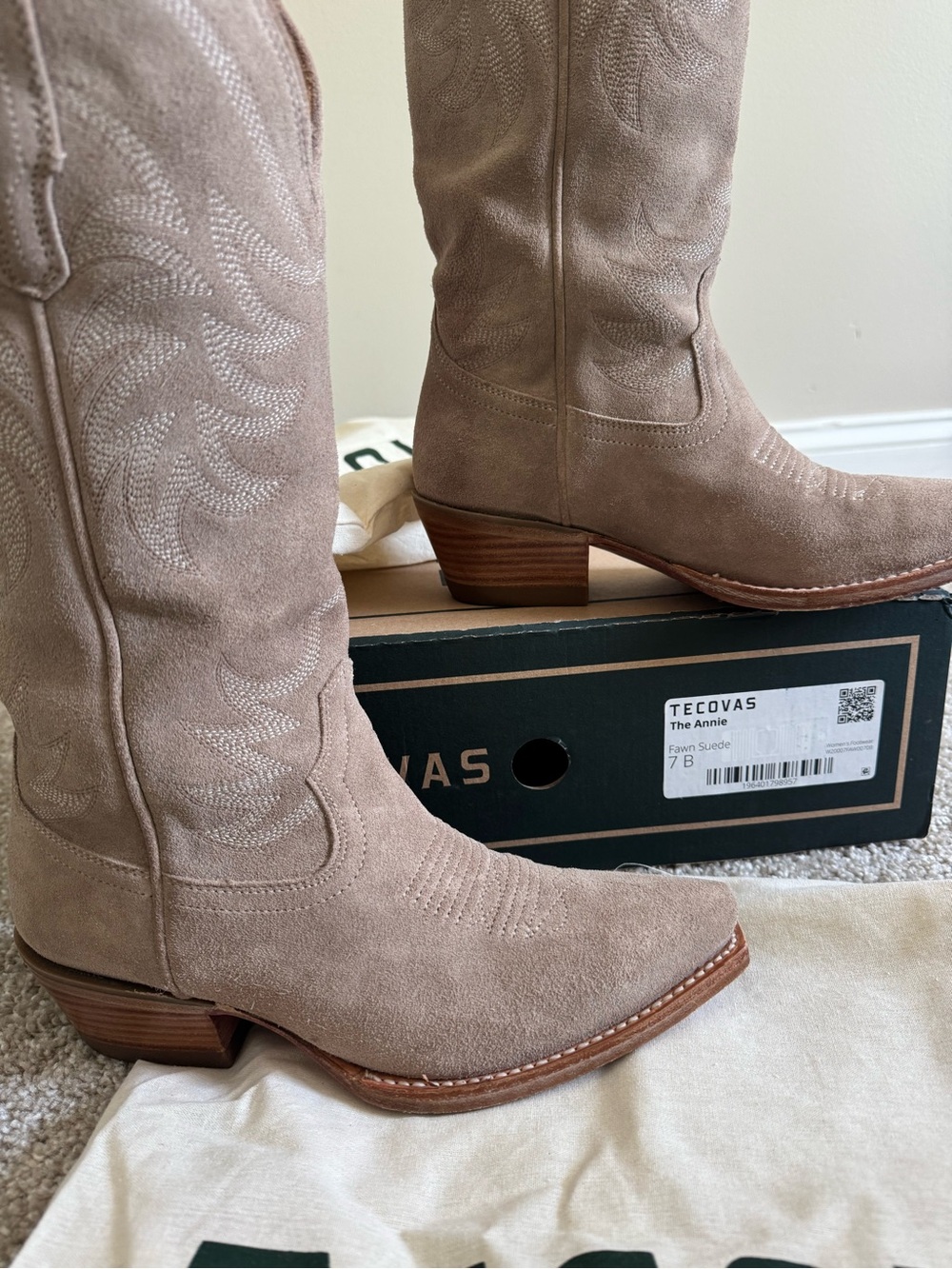 Tecovas Women's Annie Suede Mid-Calf Boots in Fawn